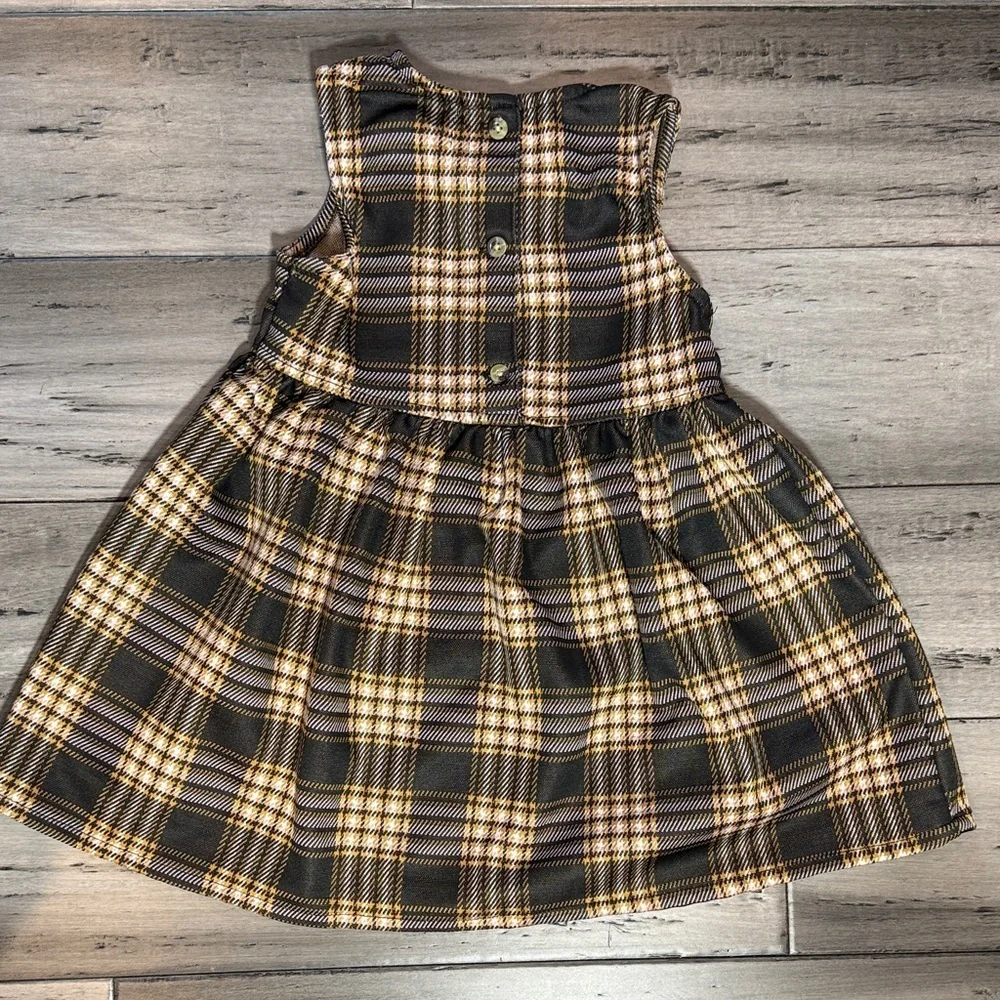 Girls Black and Yellow Plaid Sleeveless Dress
